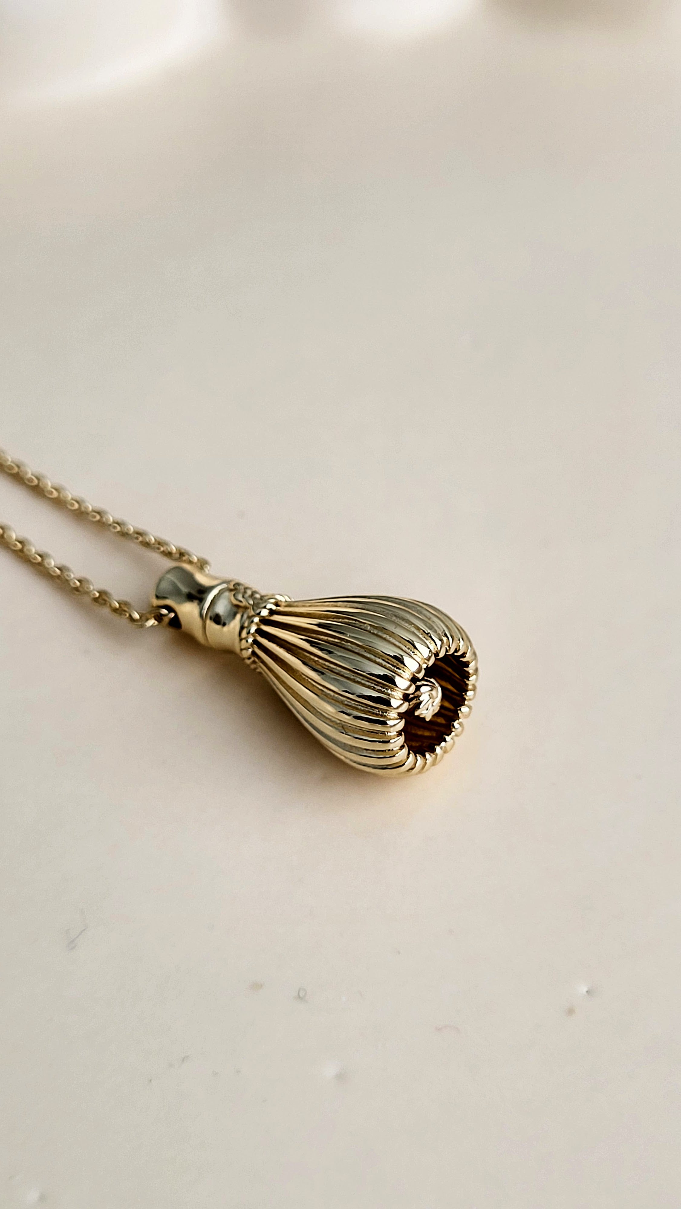 The Sana Matcha Whisk Necklace in Gold