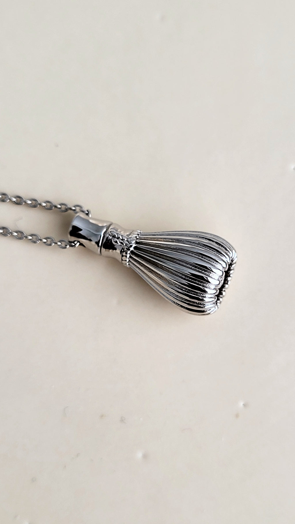 The Sana Matcha Whisk Necklace in Silver