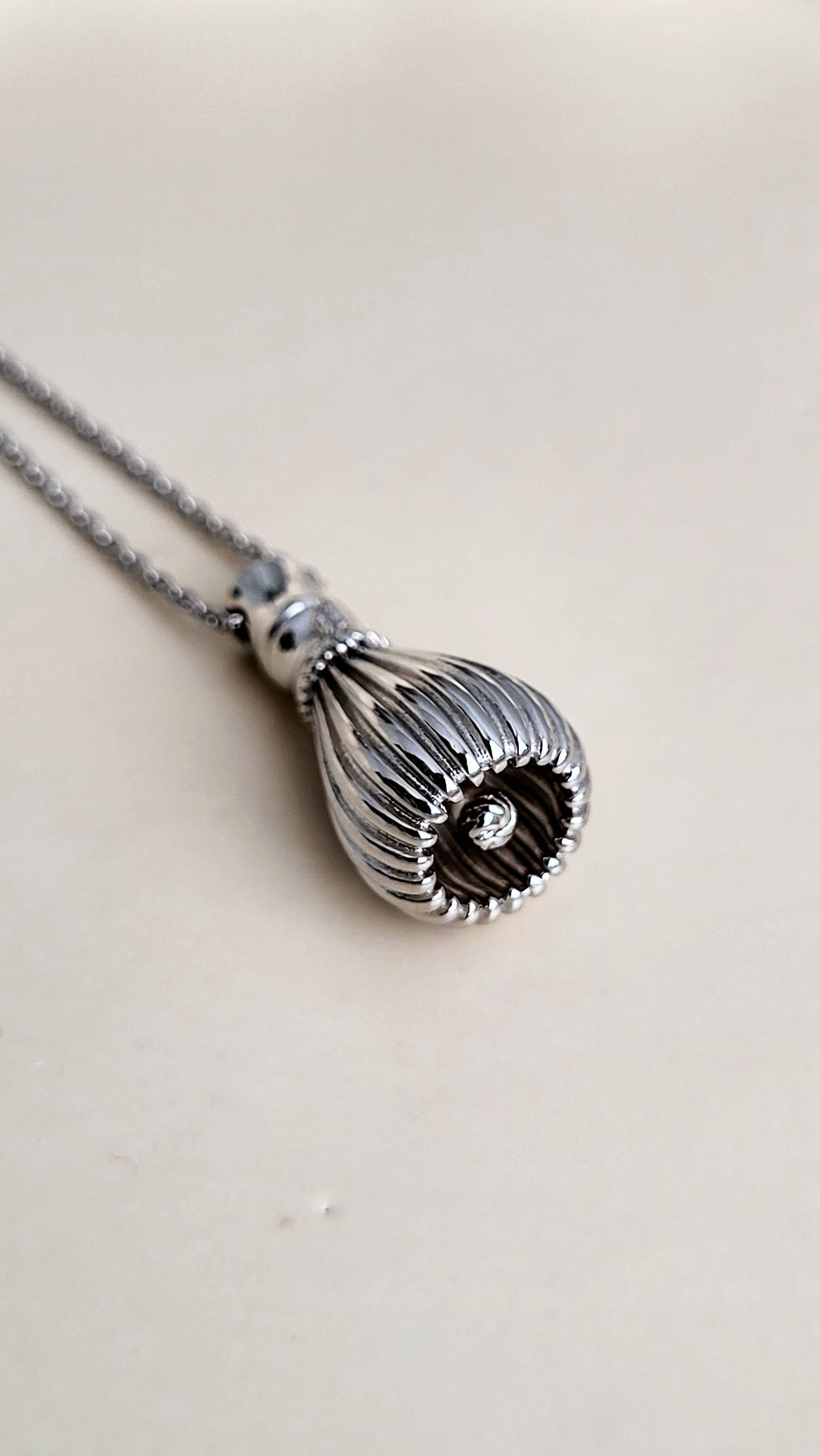 The Sana Matcha Whisk Necklace in Silver