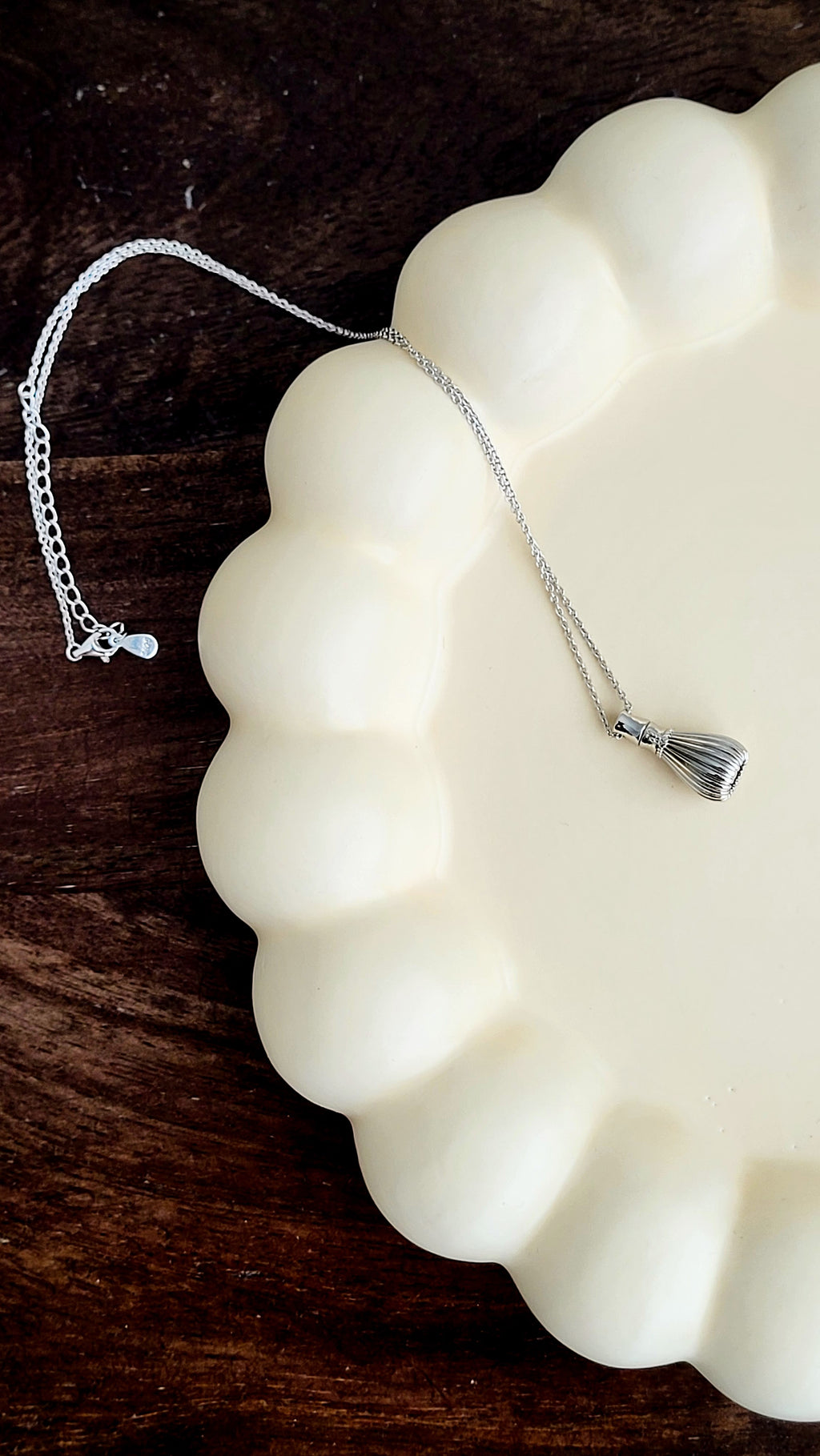 The Sana Matcha Whisk Necklace in Silver