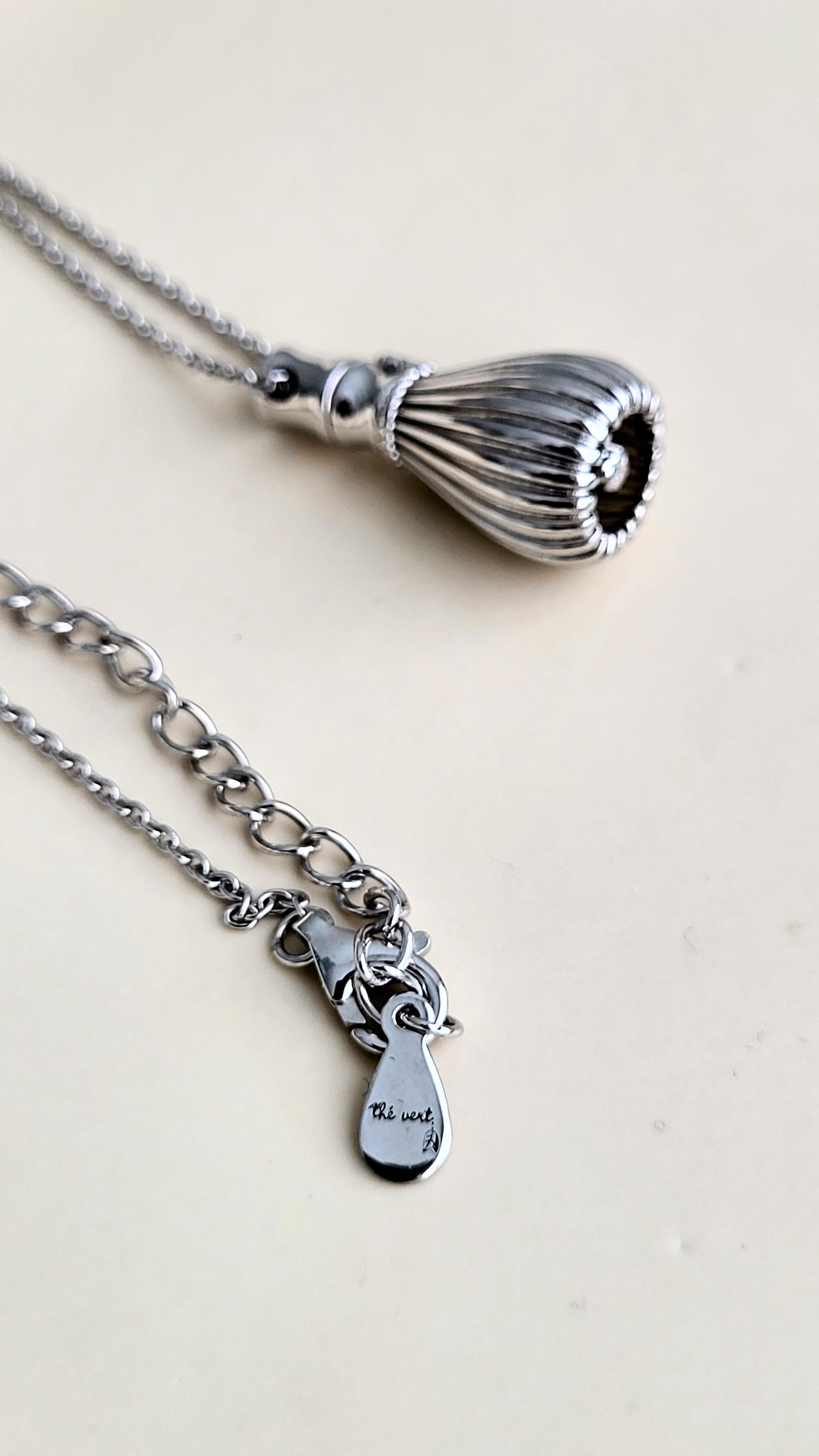 The Sana Matcha Whisk Necklace in Silver