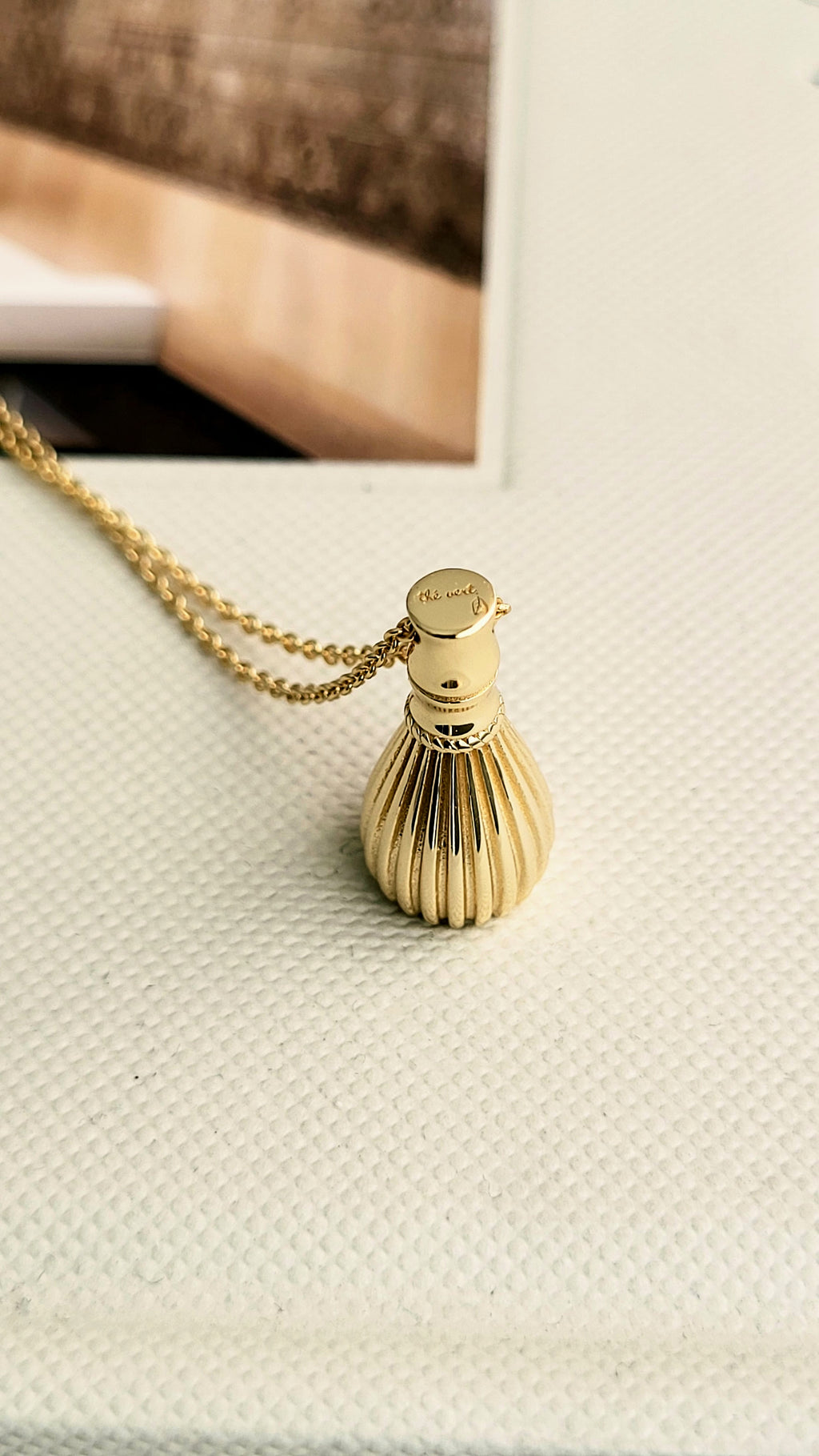 The Sana Matcha Whisk Necklace in Gold
