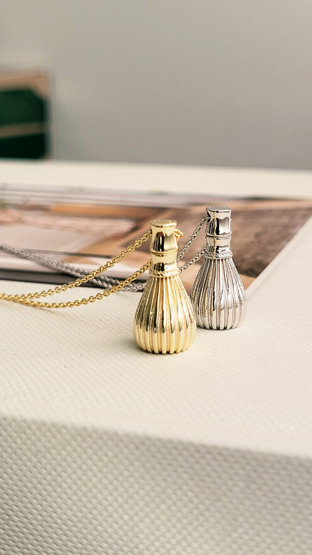 The Sana Matcha Whisk Necklace in Gold