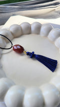 The Flow Tassel Necklace - Carnelian and Navy Blue Tassel